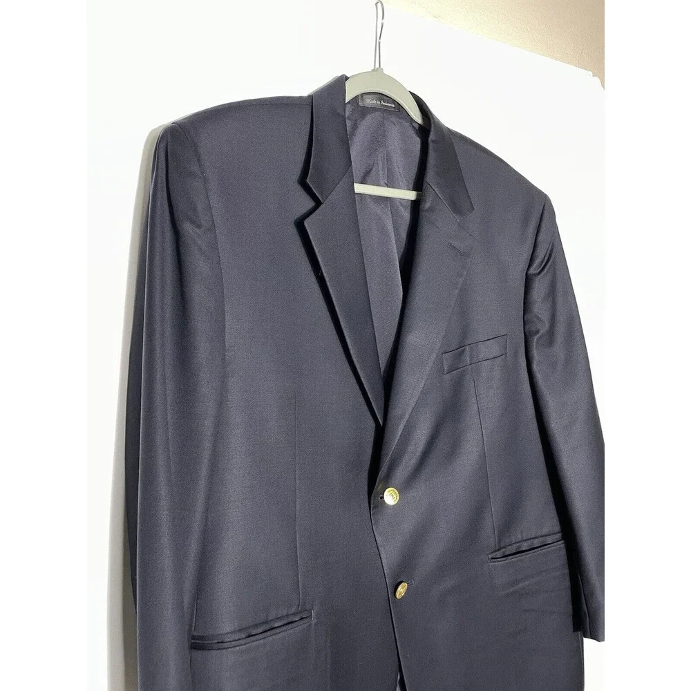 Lauren Ralph Lauren Blazer Men's 46 R Navy Blue Wool Gold Buttons